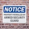 Signmission Property Patrolled By Armed Security Guard OSHA Notice Sign, Plastic, 24in W x 18in L, 2PK OS-2PACK-NS-P-1824-L-16436 - alternate 3